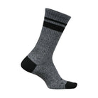 Gray sock with black accents on a white background