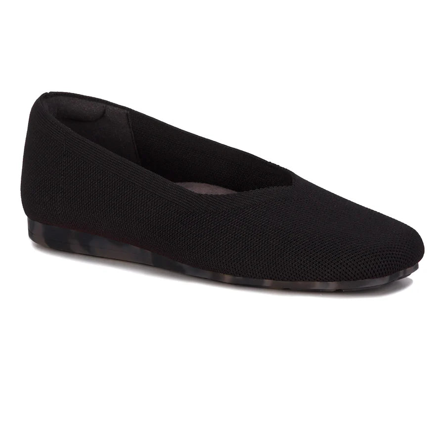Black flat shoe on a white background