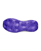 Purple athletic shoe sole with textured pattern on a white background