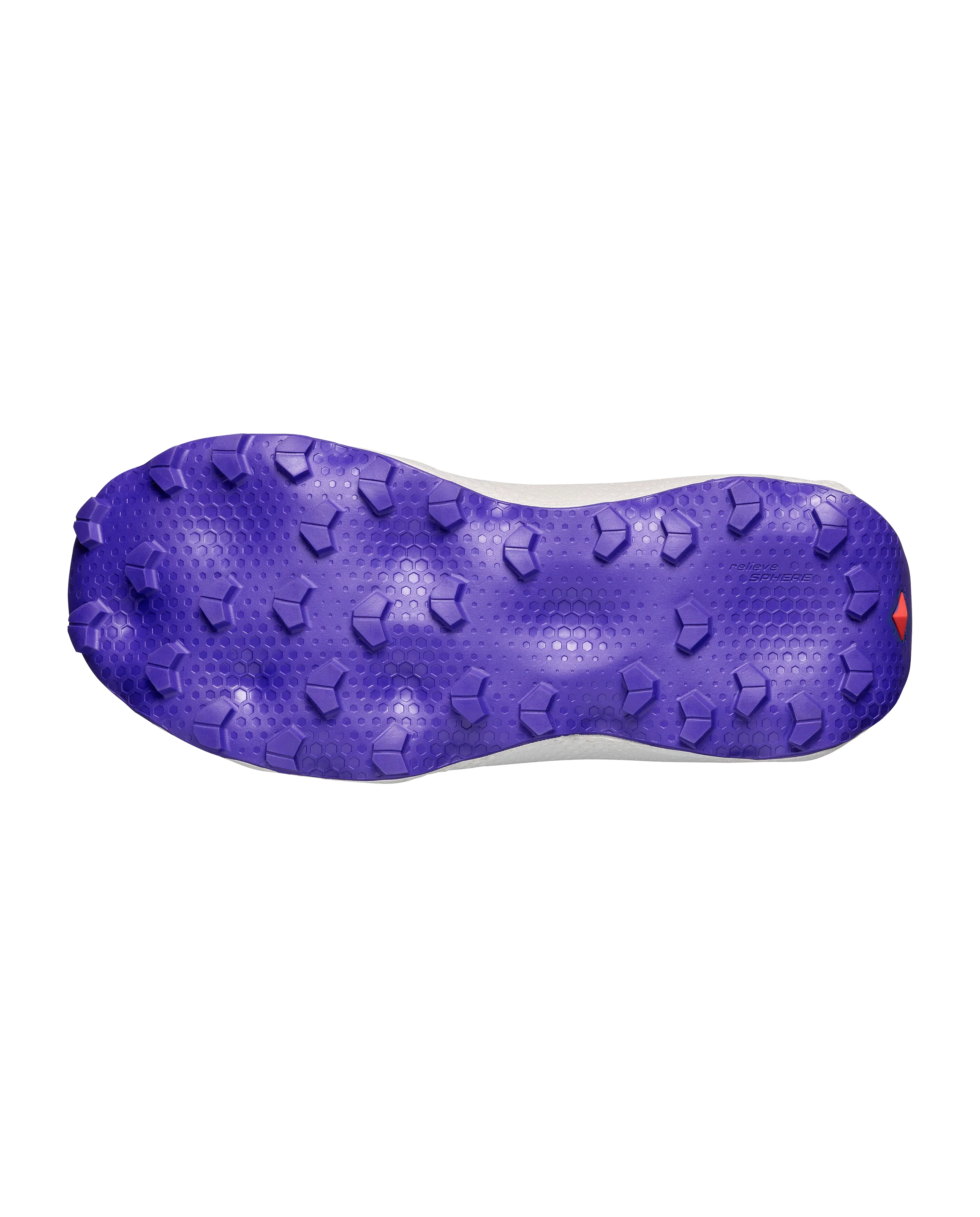 Purple athletic shoe sole with textured pattern on a white background