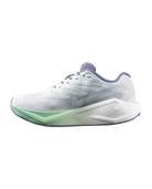 White and black running shoe on a white background