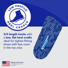 Blue insole with PowerStep logo on a blue and white background