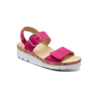 Pink sandal with a white sole on a white background