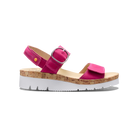 Pink sandal with cork sole on a white background
