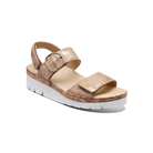 Beige sandal with cork sole on a white background