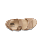 Tan sandal with 'Samuel Hubbard' branding on a white background