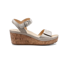Wedge sandal with cork wedge on a white background