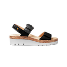 Black sandal with cork platform on a white background