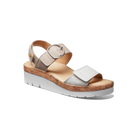 White sandal with cork sole on a white background
