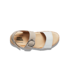 Beige sandal with white strap on a white background