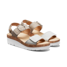 Pair of sandals with cork platform on a white background