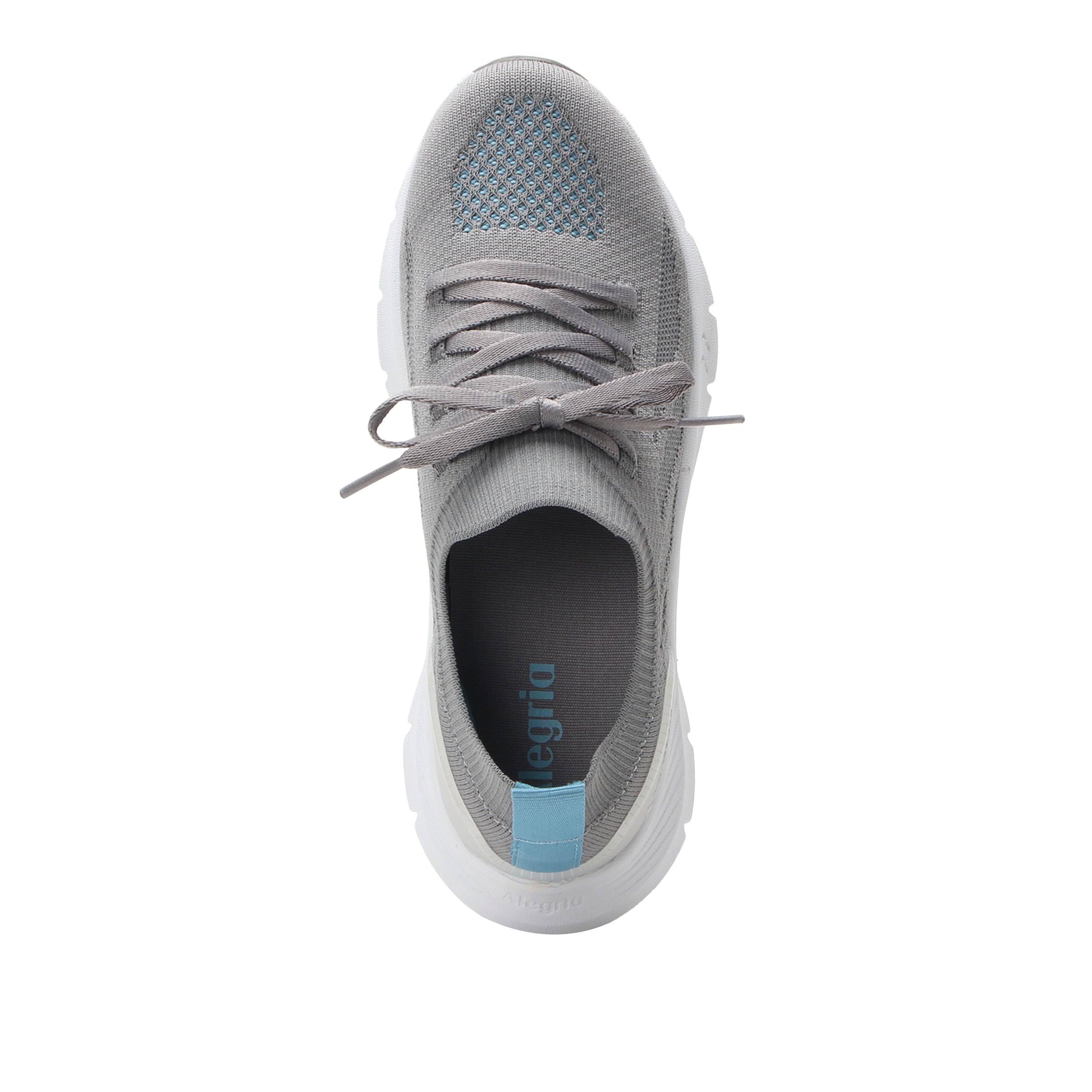 Gray sneaker with a visible brand logo on a white background