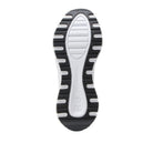 Close-up of a black and white shoe sole on a white background