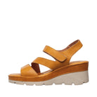 Brown sandal with a platform sole on a white background