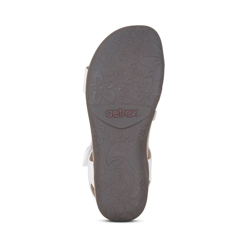 Women's Aetrex Jess Adjustable Quarter Strap Sandal Color: White 3