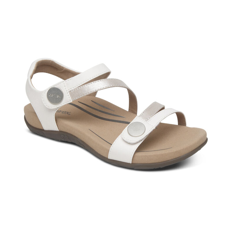 Women's Aetrex Jess Adjustable Quarter Strap Sandal Color: White 1