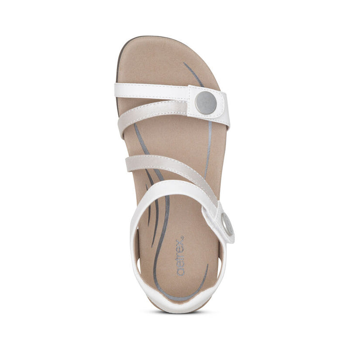 Women's Aetrex Jess Adjustable Quarter Strap Sandal Color: White 4