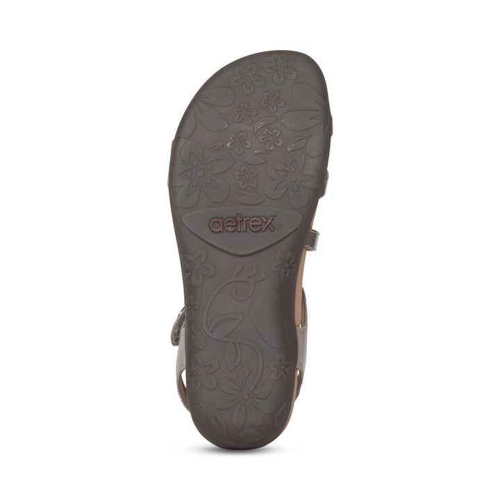 Women's Aetrex Jess Adjustable Quarter Strap Sandal Color: Smoke 3