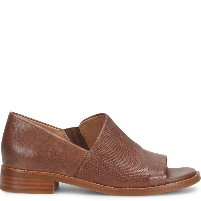 Brown leather shoe on a white background