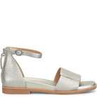 Silver sandal with a strap on a white background