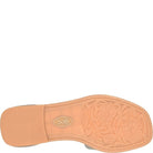 Tan shoe sole with embossed pattern and 'Sofft' logo on a white background