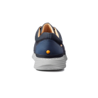 Navy blue shoe with a white sole on a white background