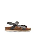 Single sandal with metallic strap design on a white background