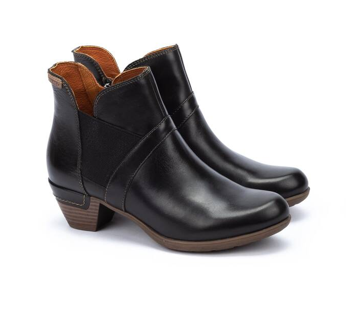 Women's Pikolinos Rotterdam Leather Ankle Boots Color: Black