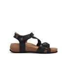 Black sandal with cork sole on a white background