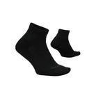 Two black ankle socks on a light gray background