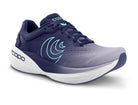 Navy and gray running shoe with Topo logo on a white background