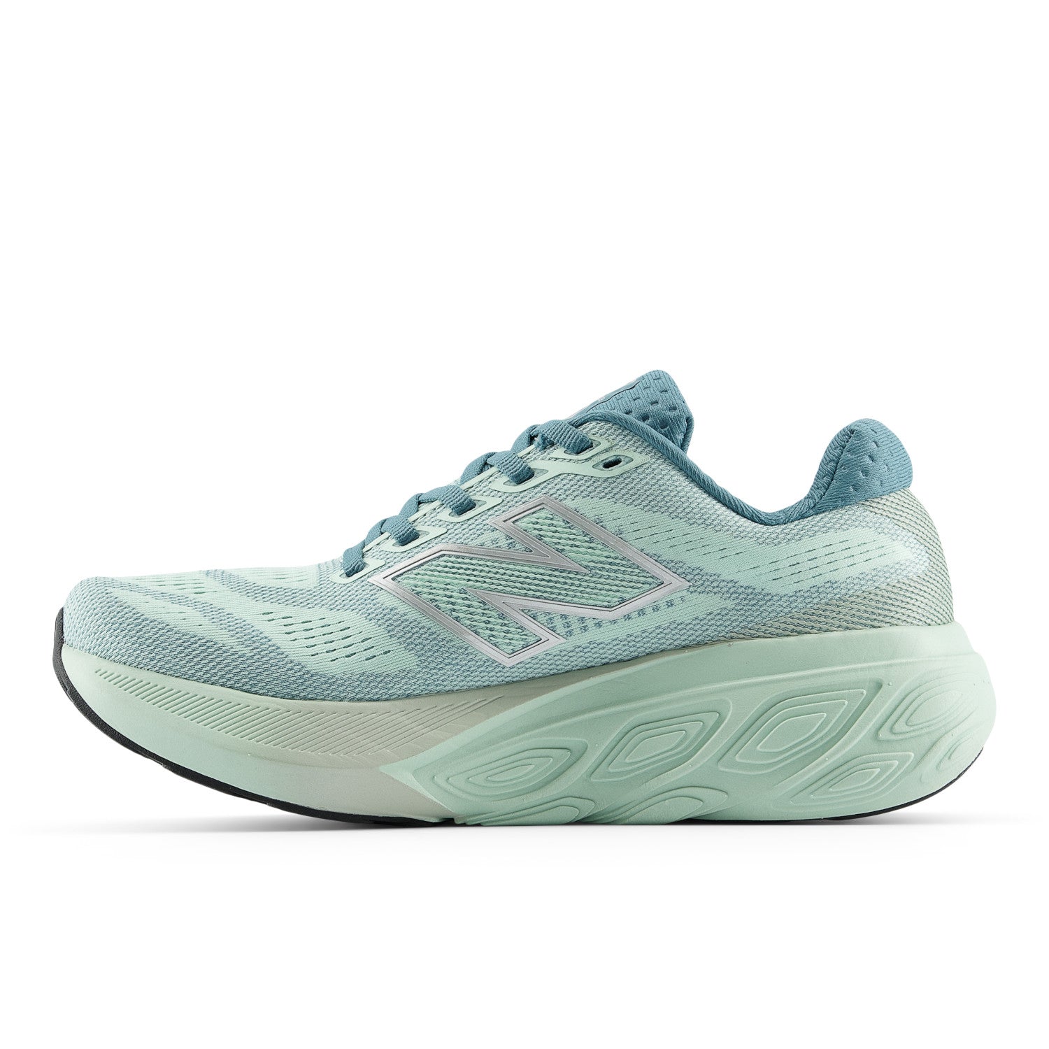 Light blue running shoe with New Balance logo on a white background