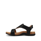 Black sandal with cork insole on a white background