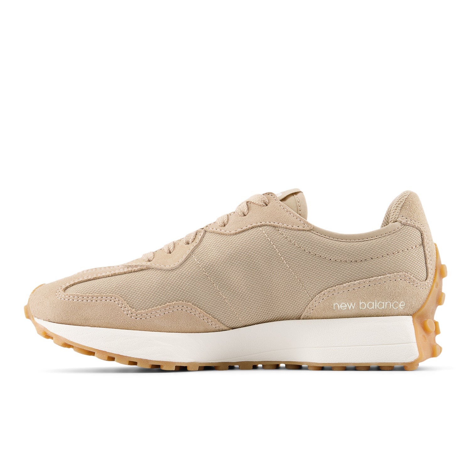 Beige sneaker with white sole on a white background