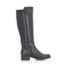 Black knee-high boot on a white background