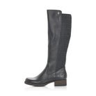 Black knee-high boot on a white background