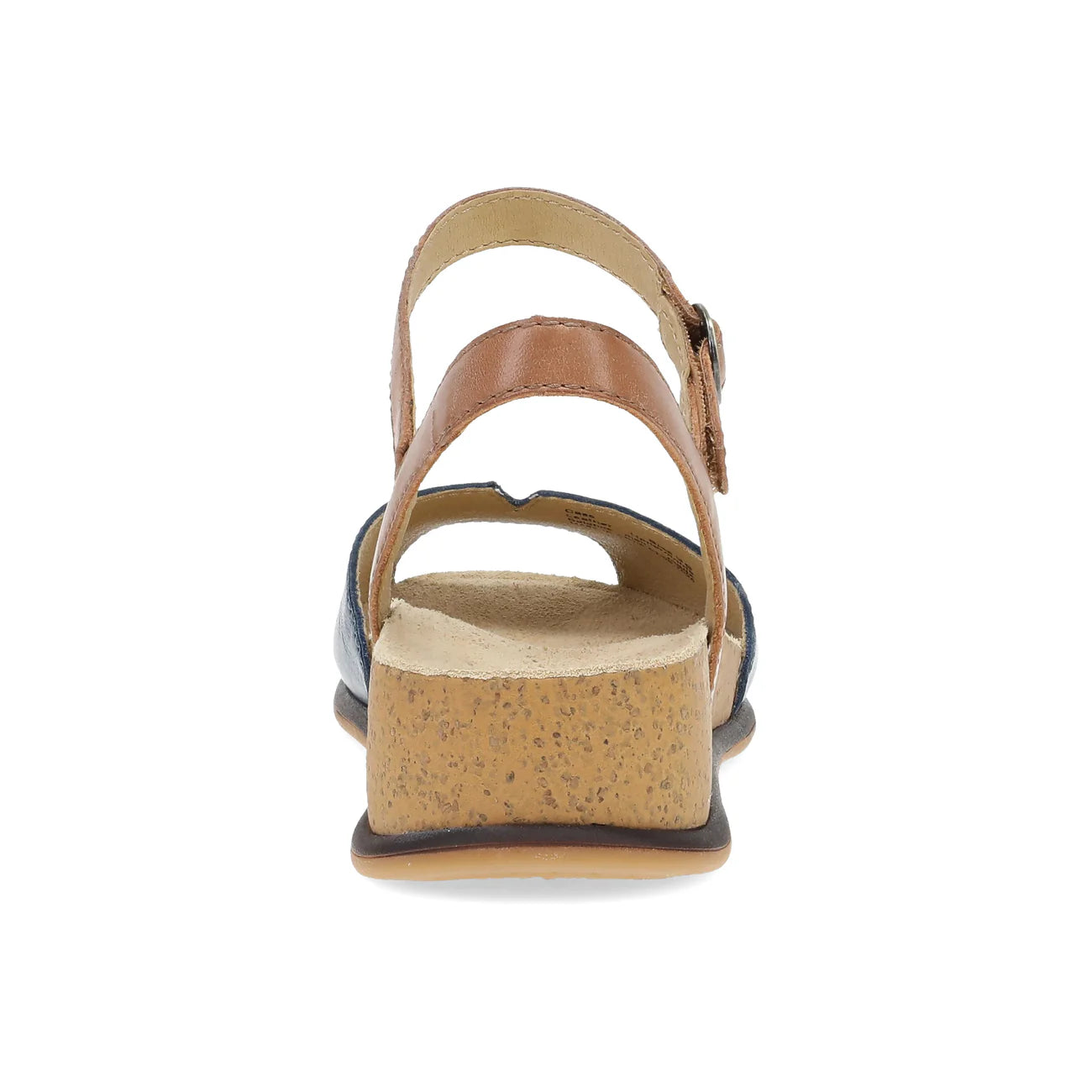 Brown sandal with cork sole on a white background