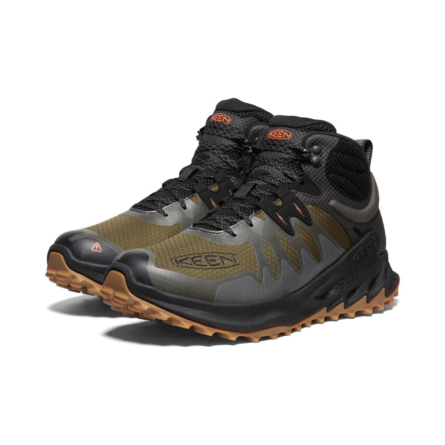 Men's Keen Zionic Waterproof Hiking Boot Color: Dark Olive/Scarlet Ibis 1