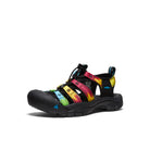 Multicolored sandal with black sole on a white background