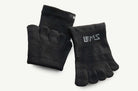 Pair of black toe socks with 'LEMS' branding on a white background