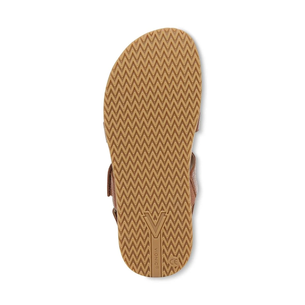 Brown sandal sole with a zigzag pattern on a white background