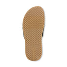 Close-up of a brown shoe sole with a zigzag pattern on a white background