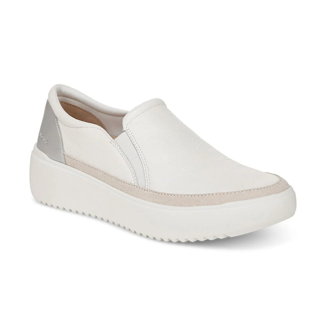 Women's Vionic Kearny Platform Slip On Sneaker Color: White Leather 1