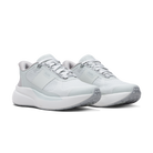 Pair of light gray athletic shoes on a white background