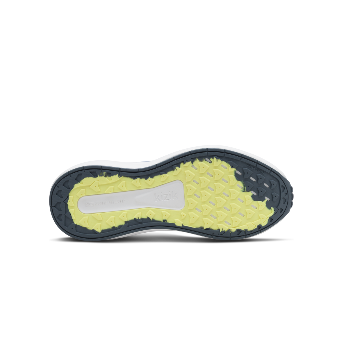 Close-up of a shoe sole with a textured pattern on a black background