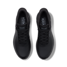 A pair of black Kizik athletic shoes shown from a top-down view on a white background.