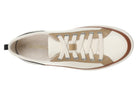 Beige sneaker with white laces on a white background
