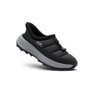 Black and gray sneaker with 'Kizik' branding on a white background