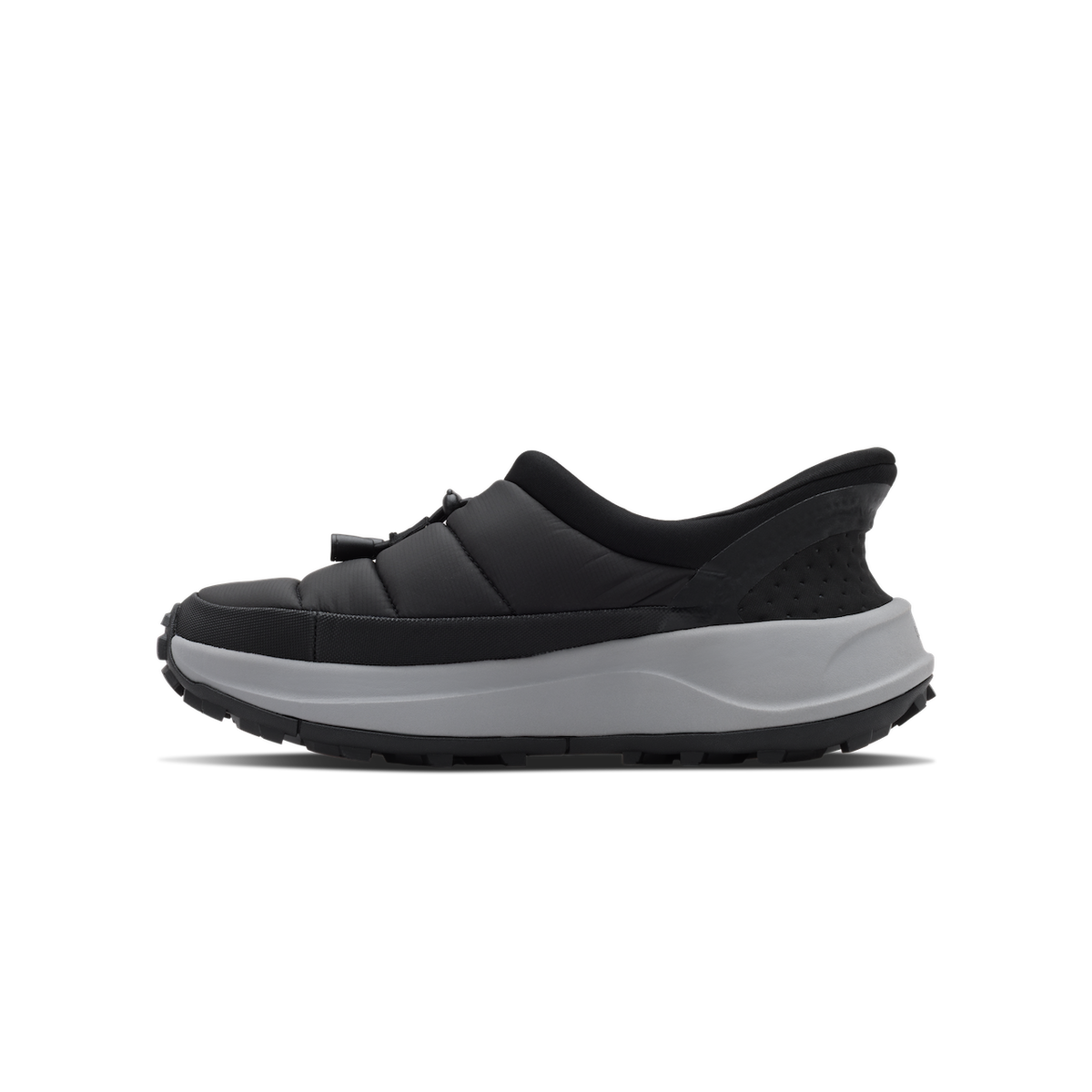 Black and gray sneaker on a transparent background