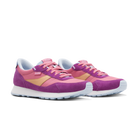Pair of pink and purple sneakers on a white background